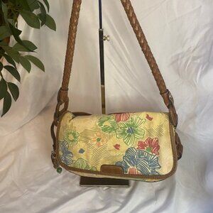 fossil genuine classic 1954 floral shoulder bag w/leather trim in Multi-color
